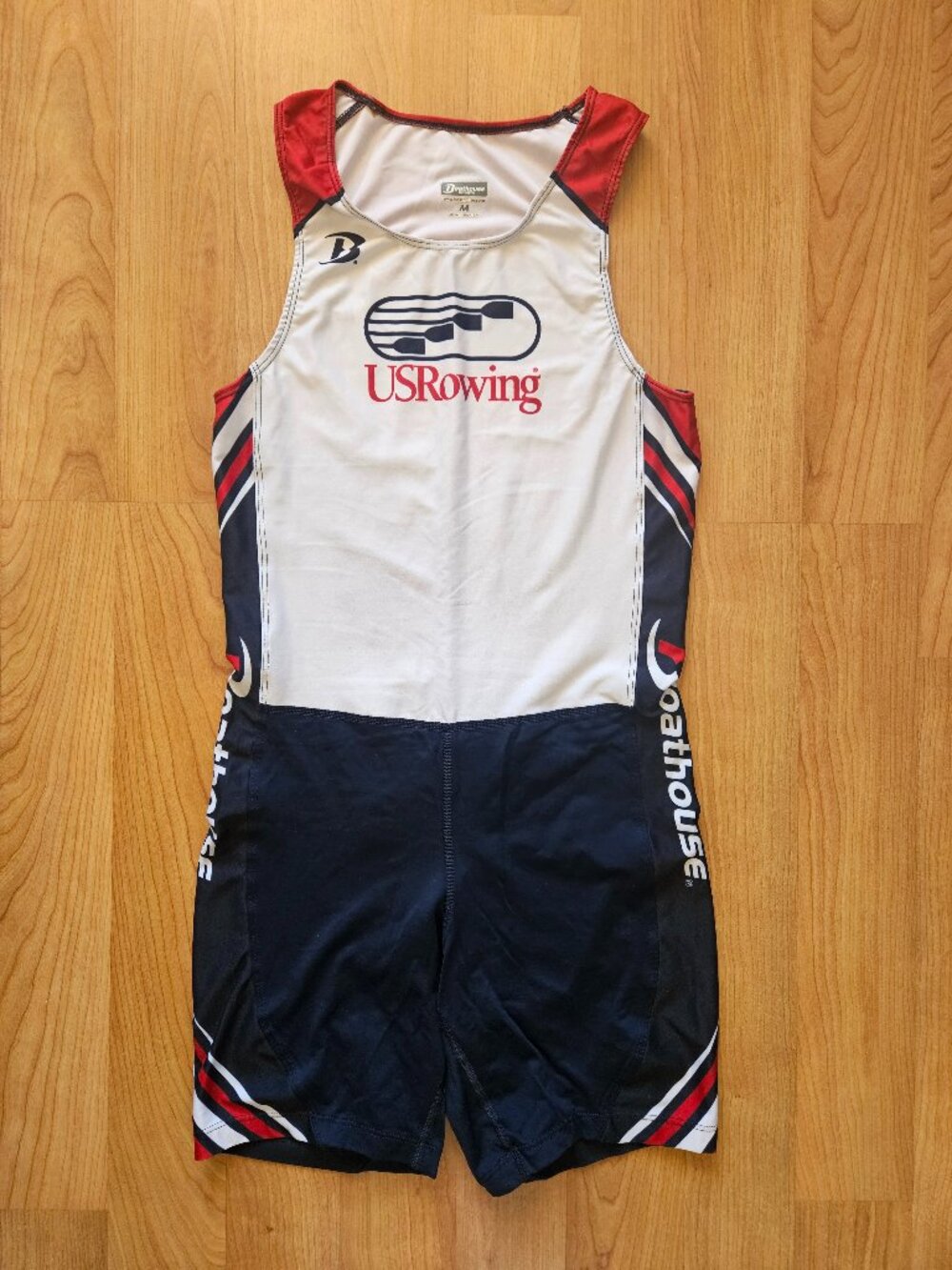 US Rowing singlet with "Boathouse" trim - Navy, white, and red - Medium